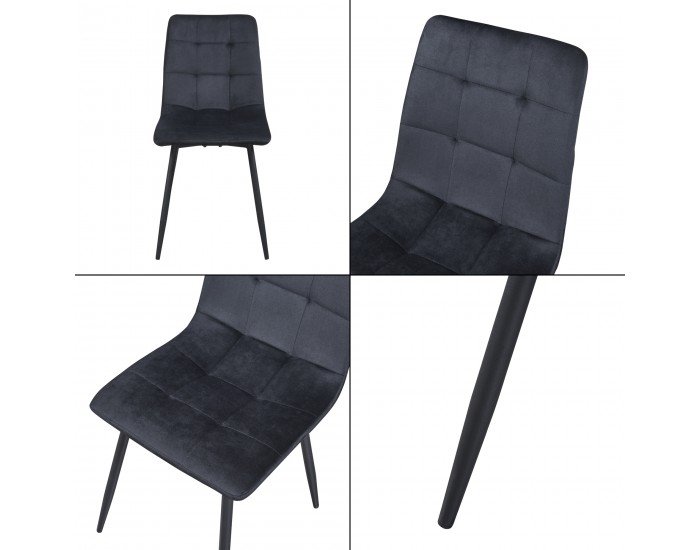 Комплект трапезарни столове Lexnitz от 2 бр. с кръгли крака, черен []