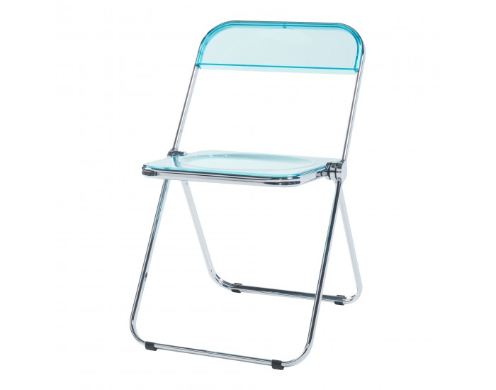Сгъваем стол Pornainen, комплект 2 бр., светло син, прозрачен []