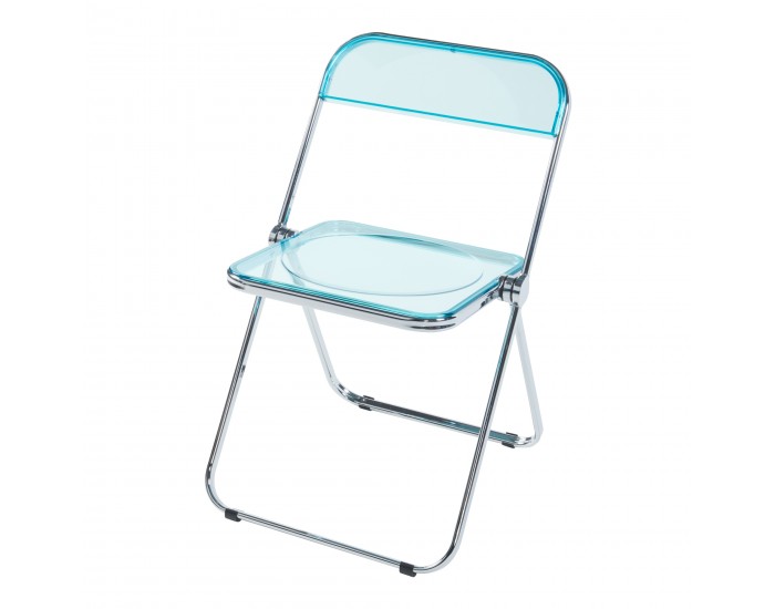 Сгъваем стол Pornainen, комплект 2 бр., светло син, прозрачен []