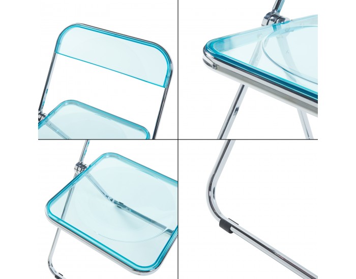 Сгъваем стол Pornainen, комплект 2 бр., светло син, прозрачен []