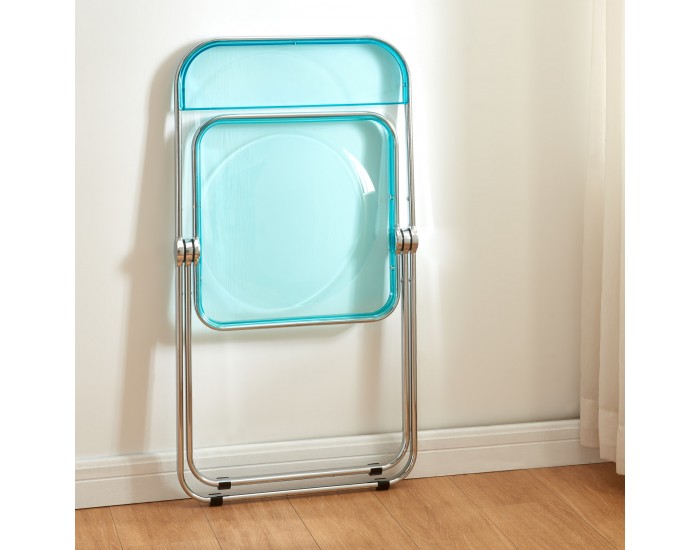 Сгъваем стол Pornainen, комплект 2 бр., светло син, прозрачен []