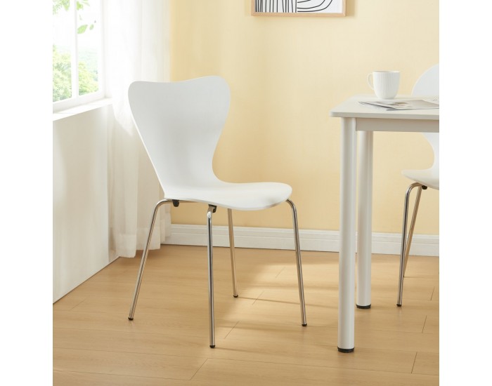 Трапезен стол Essunga комплект 4 бели с хром цветове []