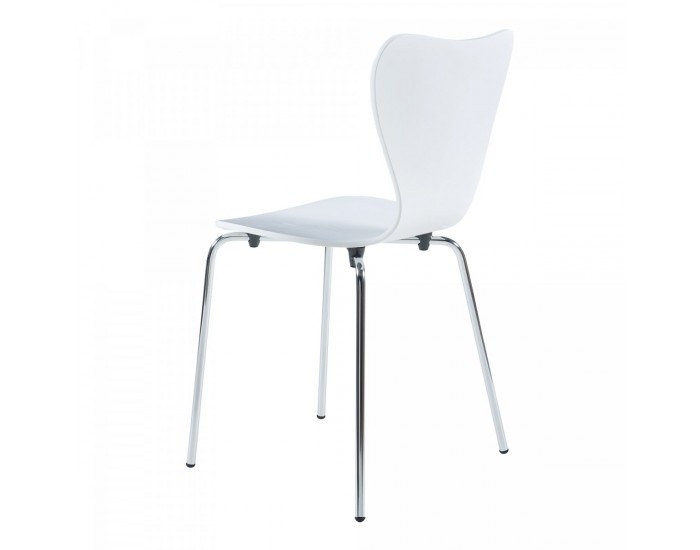 Трапезен стол Essunga комплект 4 бели с хром цветове []