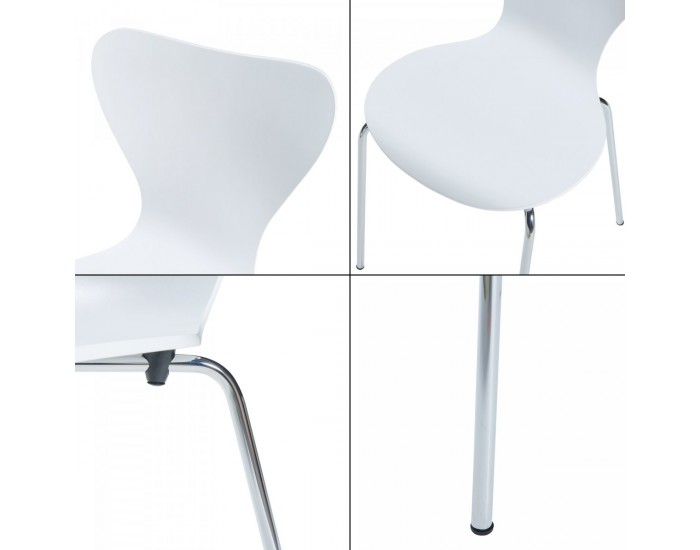 Трапезен стол Essunga комплект 4 бели с хром цветове []