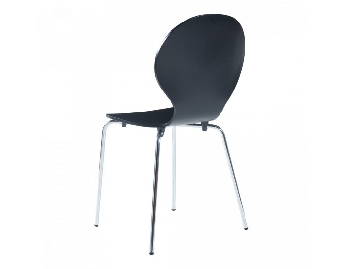 Трапезен стол Etne комплект 4 черни с хром цветове []