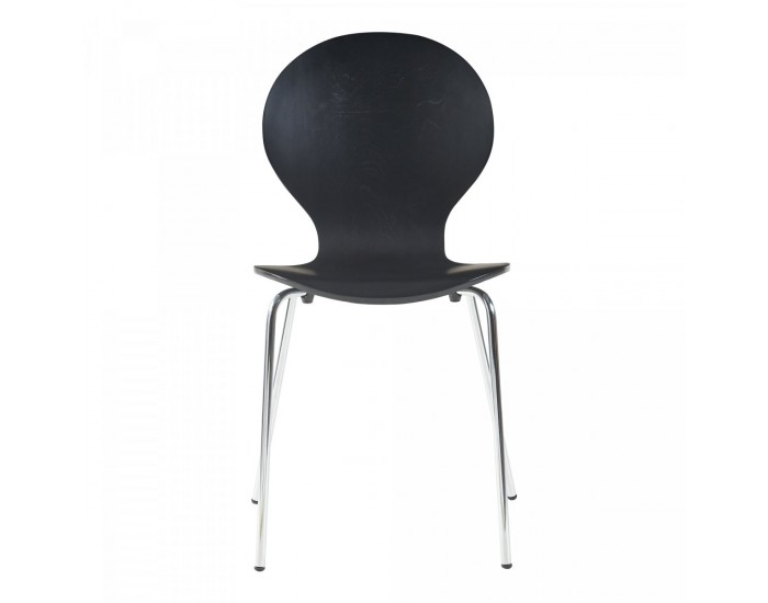 Трапезен стол Etne комплект 4 черни с хром цветове []