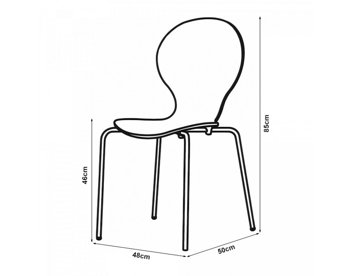 Трапезен стол Etne комплект 4 черни с хром цветове []