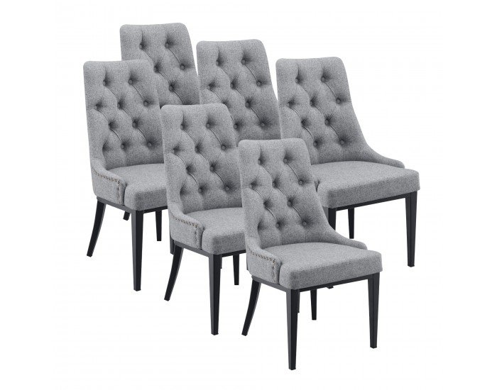 Комплект трапезарни столове Chester от 6 светлосиви []
