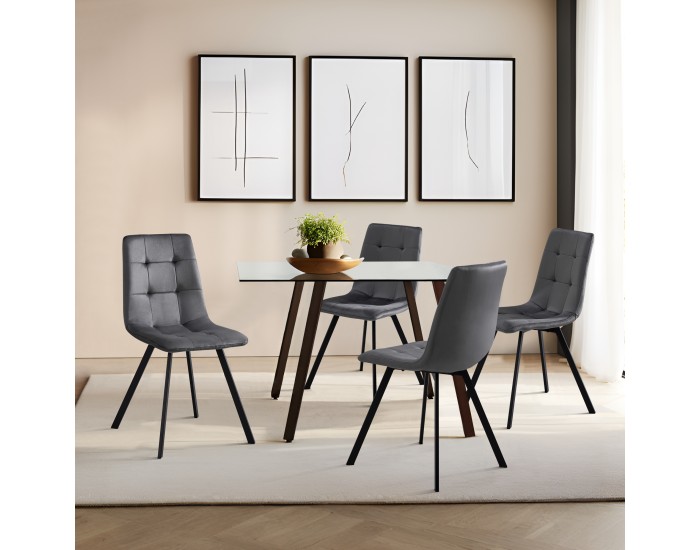 Комплект трапезарни столове Lexnitz 4 квадратни крака тъмносив []