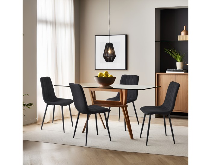 Комплект трапезарни столове Elsern от 4 черни []