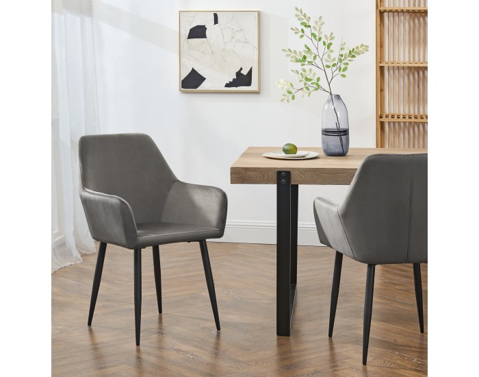 Комплект трапезни столове Hollola от 6 бр., тъмносив []