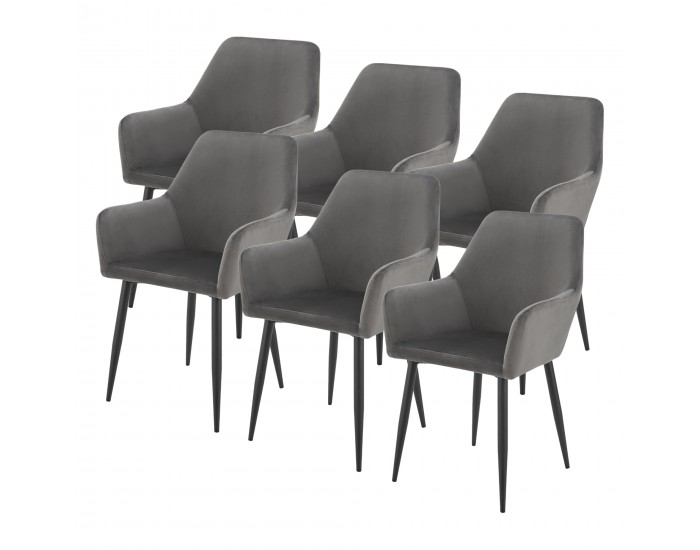 Комплект трапезни столове Hollola от 6 бр., тъмносив []