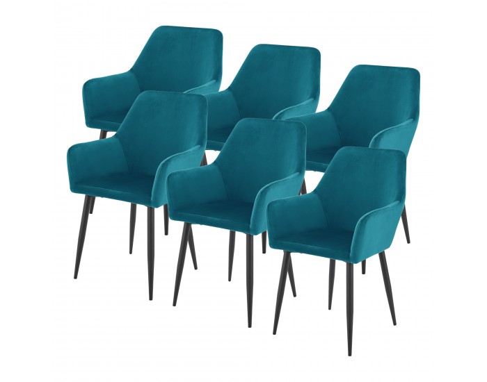 Комплект трапезарни столове Hollola от 6 бр. тюркоаз []