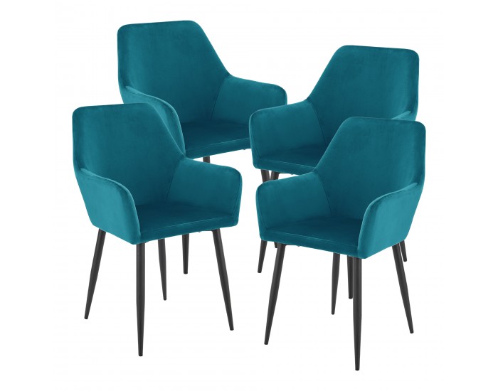 Комплект трапезарни столове Hollola от 4 бр. тюркоаз []