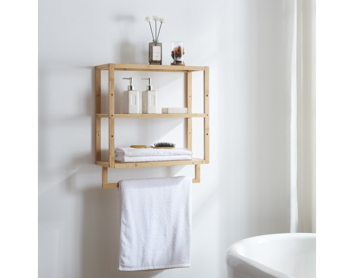 Рафт за баня Östra с бамбукова поставка за кърпи []
