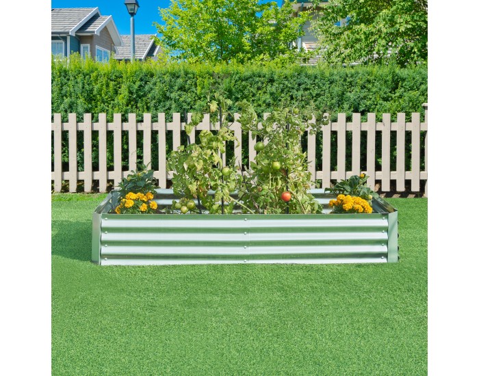 Леха за засаждане Celano 180x90x30 см стомана сребро []