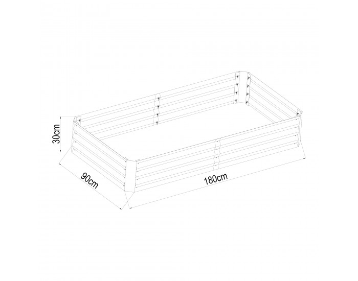 Леха за засаждане Celano 180x90x30 см стомана сребро []