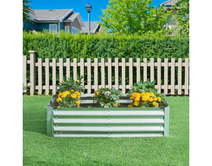 Леха за засаждане Celano 120x60x30 см стомана сребро []