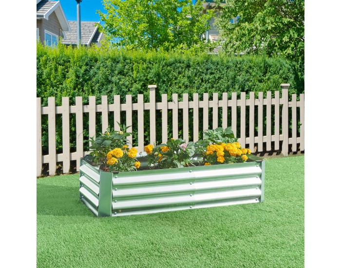 Леха за засаждане Celano 120x60x30 см стомана сребро []