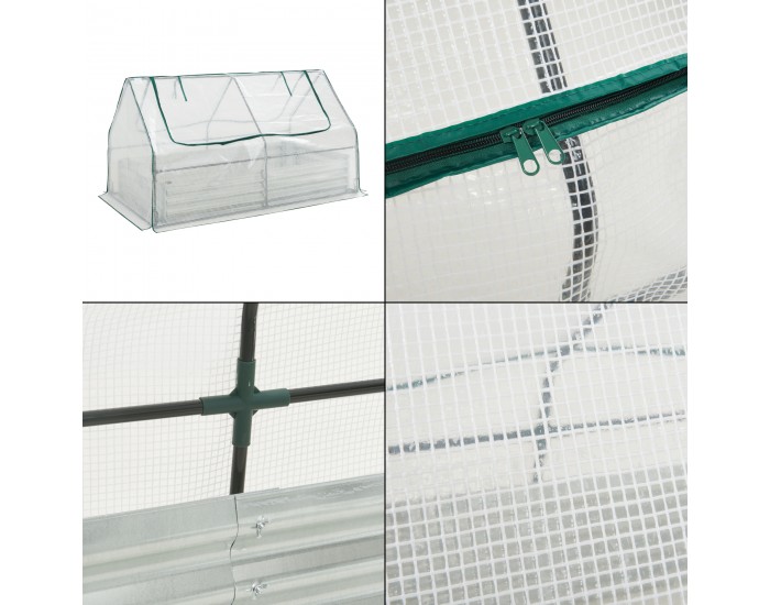 Повдигната леха с оранжерия Balsorano 186x96x98 см Бяла []