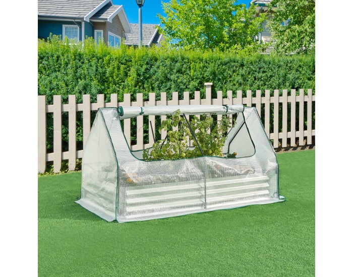 Повдигната леха с оранжерия Balsorano 186x96x98 см Бяла []