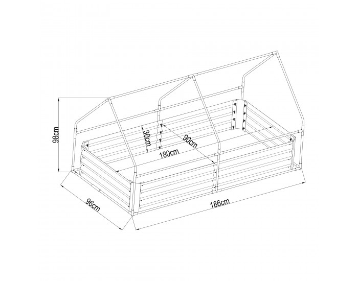 Повдигната леха с оранжерия Balsorano 186x96x98 см Бяла []