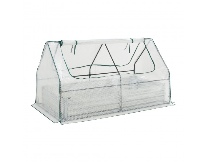 Повдигната леха с оранжерия Balsorano 186x96x98 см Бяла []