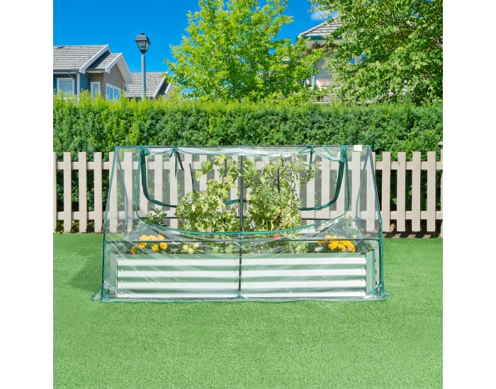 Повдигната леха с оранжерия Balsorano 186x96x98 см Прозрачен []