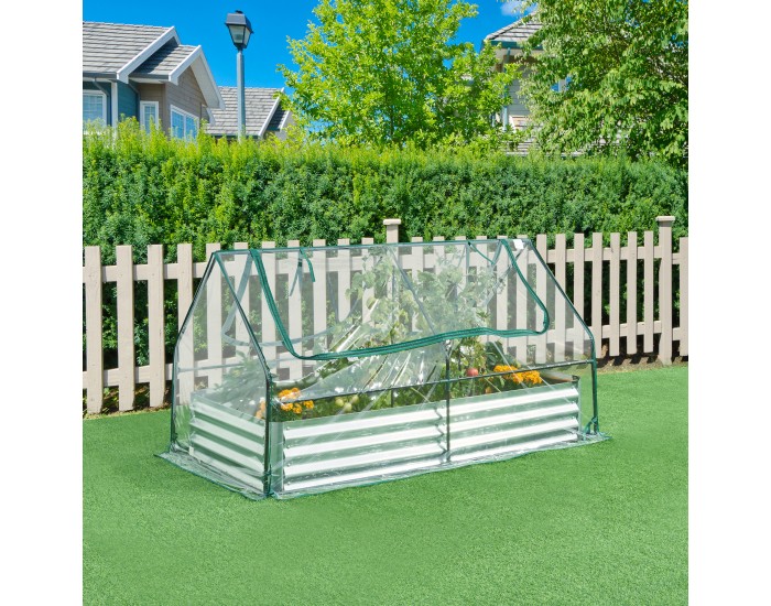 Повдигната леха с оранжерия Balsorano 186x96x98 см Прозрачен []