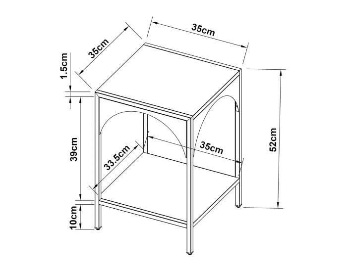 Стоящ рафт Akaa 52x35x35см бял []
