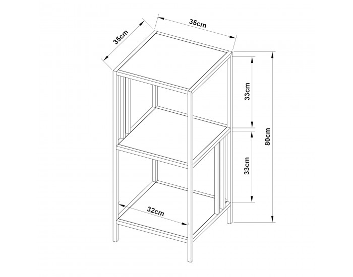 Стоящ рафт Kumlinge 35x35x80cm черен []