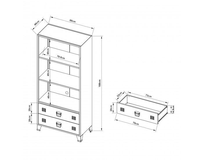 Бяла библиотека от стомана Hammarland []