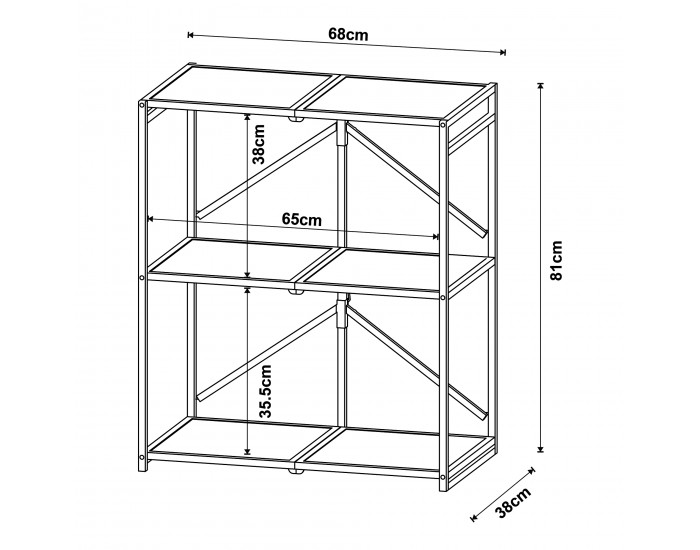 Сгъваема етажерка Telemark 81x68x38 см черен/изглед дъб []