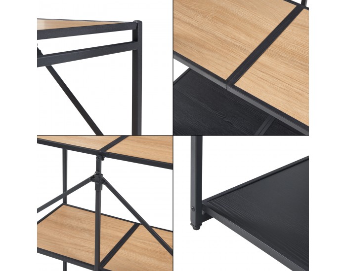 Сгъваема етажерка Telemark 81x68x38 см черен/изглед дъб []