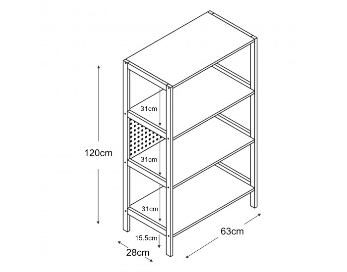 Dønna стоящ рафт 120x63x28см черен/дървен []