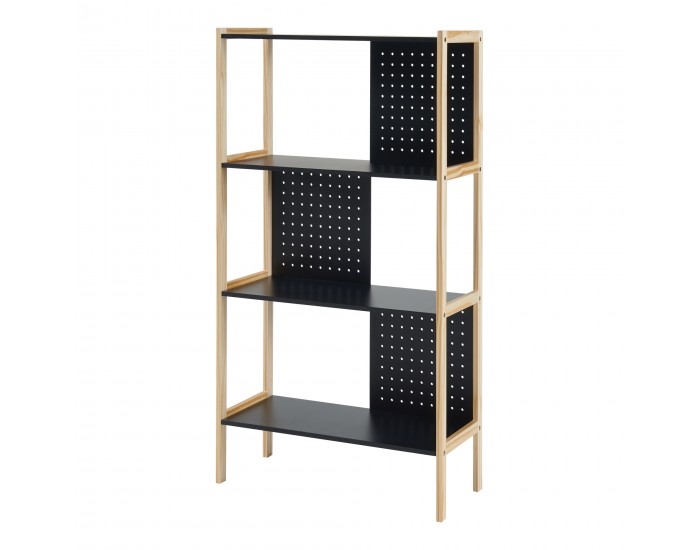 Dønna стоящ рафт 120x63x28см черен/дървен []