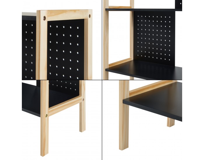 Dønna стоящ рафт 120x63x28см черен/дървен []