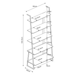 Рафт за стълба Storfjord 184x80x40 см черен [] - Мебели от метал