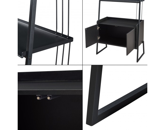 Storfjord рафт стълба с шкаф 184x80x40 см черен []