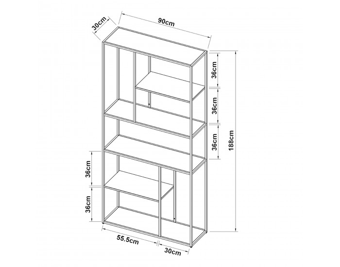 Стоящ рафт Vehmaa 90x30x188 см бял []
