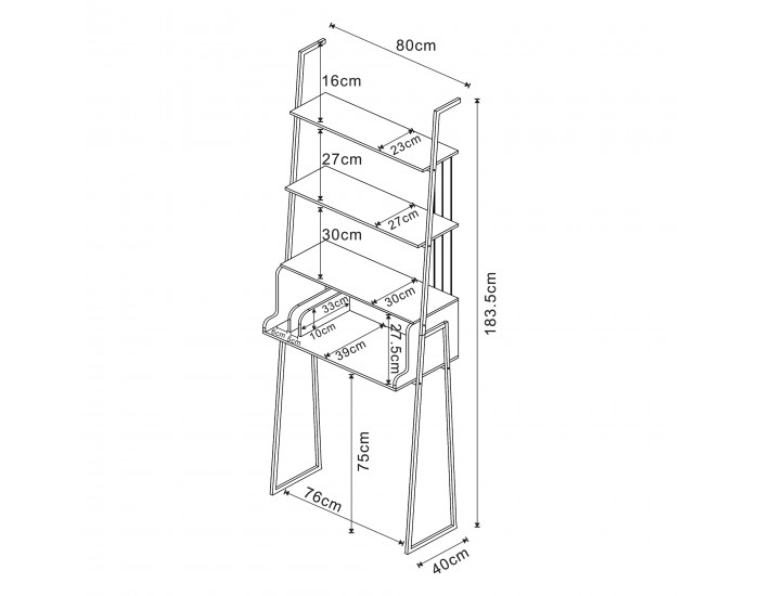 Комплект мебели Storfjord от 3 части: 1 бюро, 1 рафт, 1 ТВ шкаф []