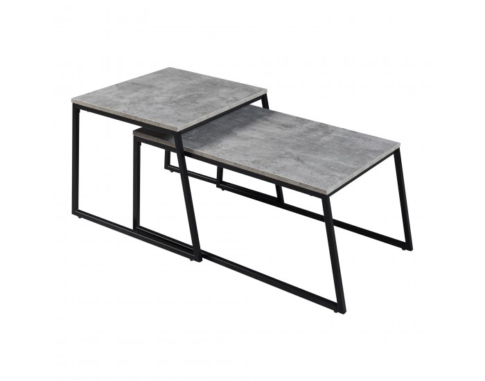 Комплект маси за гнездене Hyllestad от 2 бр., черно/бетон []