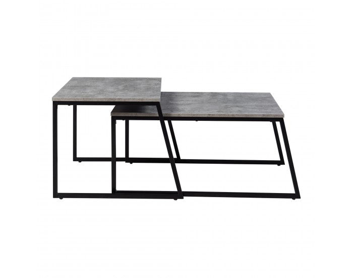 Комплект маси за гнездене Hyllestad от 2 бр., черно/бетон []