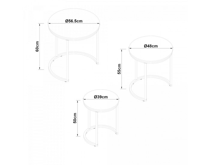 Комплект маса Ulricehamn от 3 части, черен []