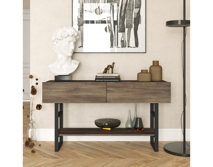 Конзолна маса Lappeenranta 139x43x76см тъмен дъб/черен []