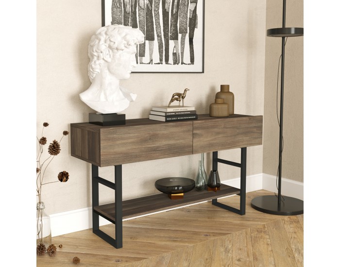 Конзолна маса Lappeenranta 139x43x76см тъмен дъб/черен []
