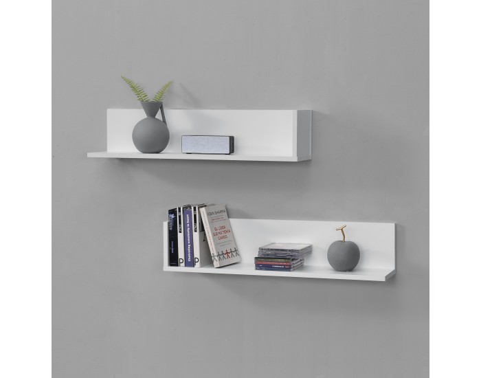 Стенен рафт Elverum 75 x 16,5 x 16,5 cm, комплект от 2 бр., бял
