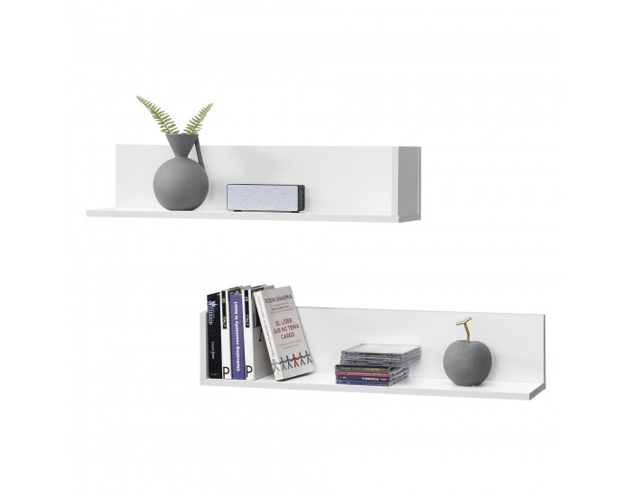 Стенен рафт Elverum 75 x 16,5 x 16,5 cm, комплект от 2 бр., бял