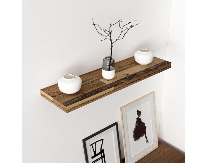 Стенен рафт Bredebro 3,6 x 80 x 23 cm до прибл. 15 кг регенерирана дървесина []
