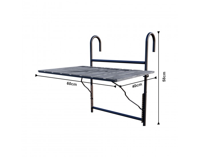 Висяща балконска маса Petäjävesi, сива, структурирана []